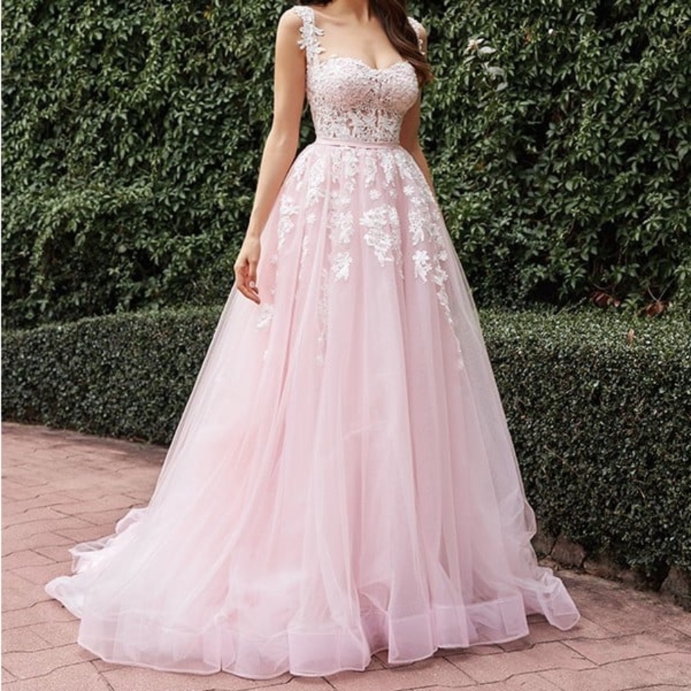 Beautiful plus sized blush wedding/prom dress. Worn once